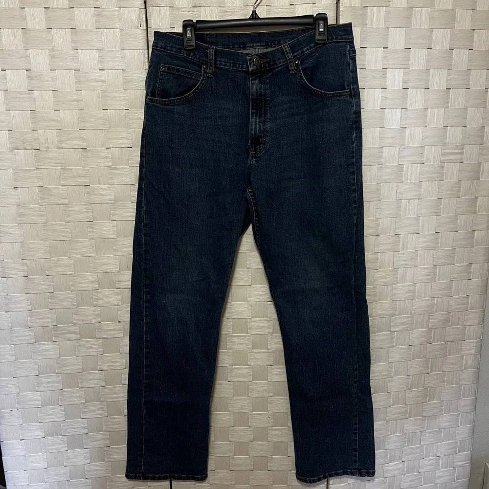 Wrangler Jeans Relaxed Fit Dark Wash Denim‎ Pants Classic Mens Size 34x32